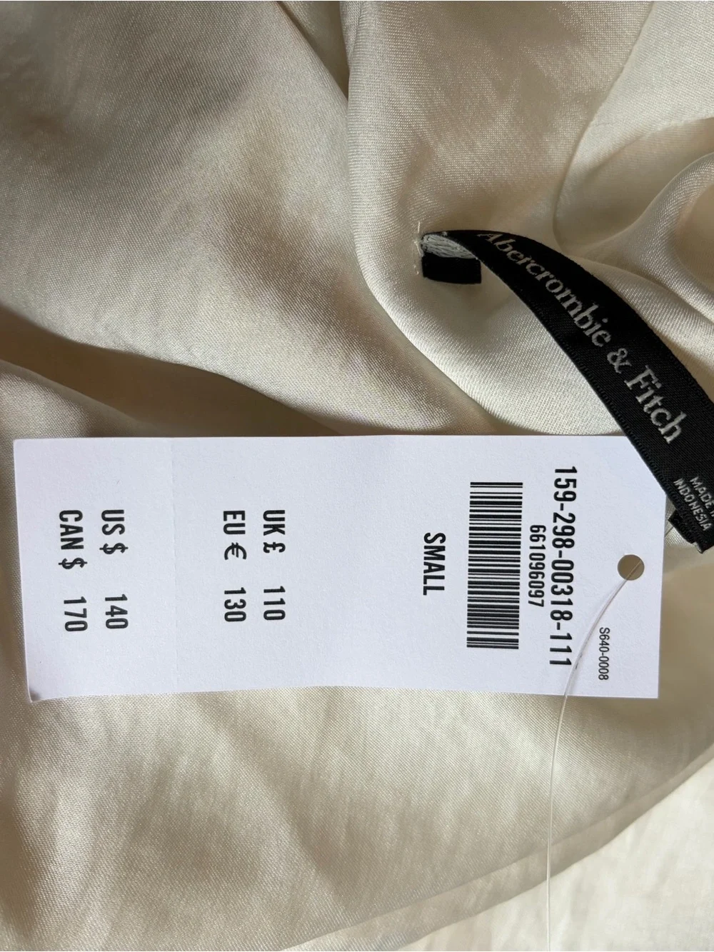 Abercrombie & Fitch Cream Satin Maxi Dress